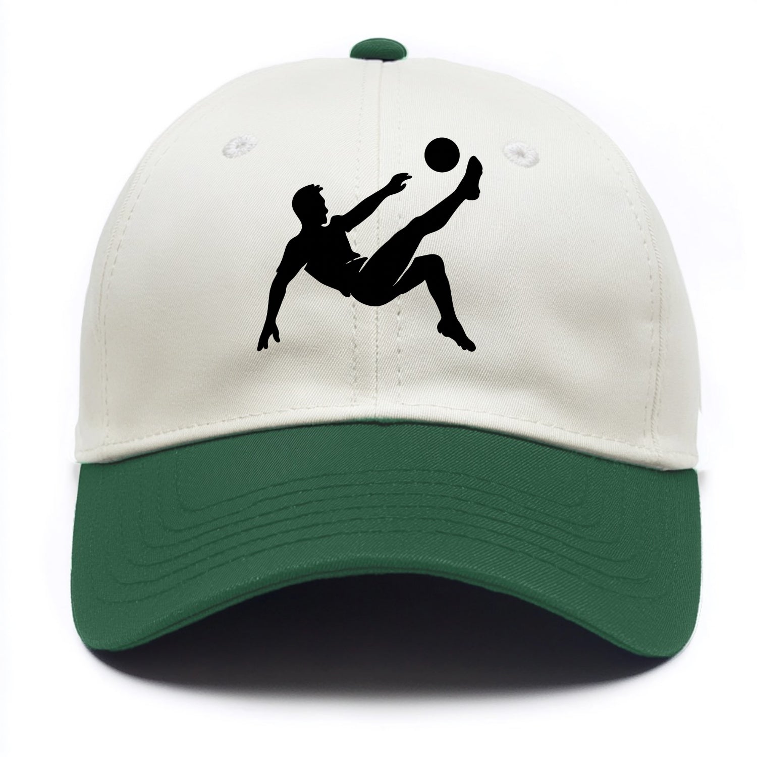 Soccer player kicking ball mid-air - Two Tone Cap - Green