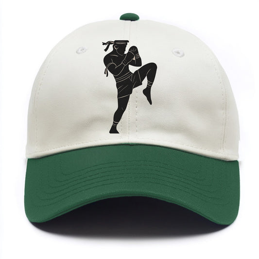 Muay Thai fighter with knee strike - Two Tone Cap - Green