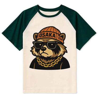 Osaka Tanuki - Contrast Raglan T-shirt - Green