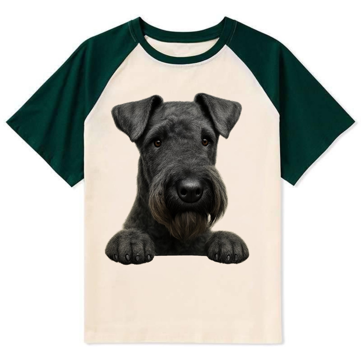Kerry Blue Terrier  - Contrast Raglan T-shirt - Green