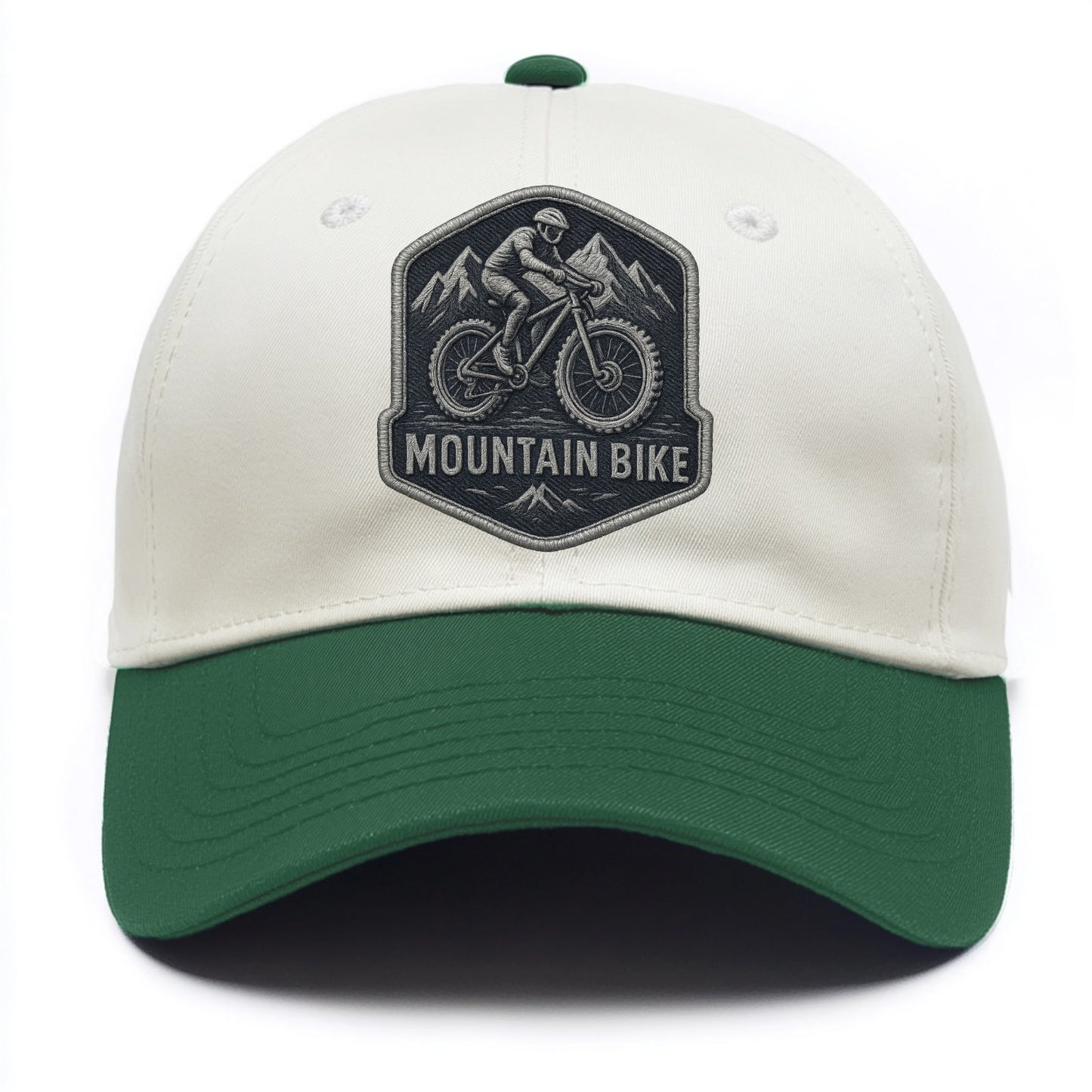 Mountain bike with rugged tires - cyclist badge - Two Tone Cap - Green