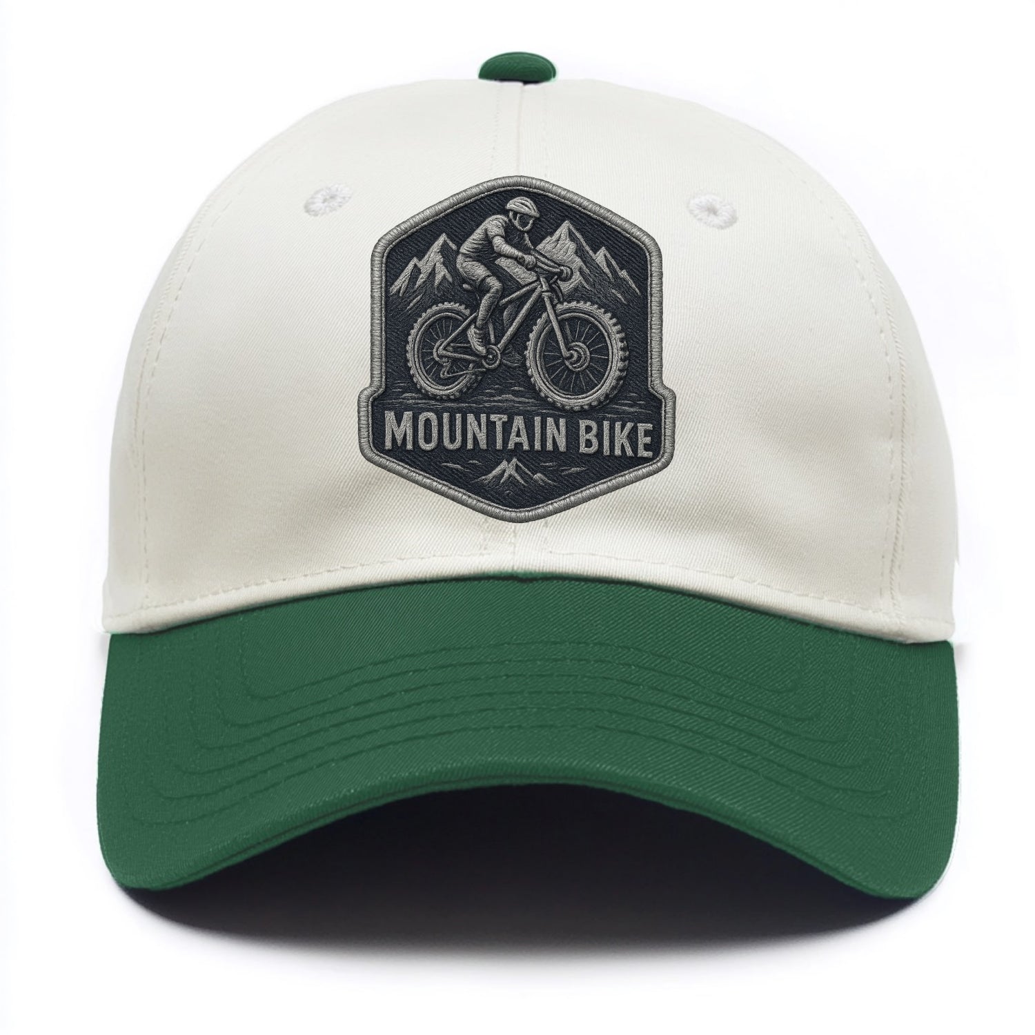Mountain bike with rugged tires - cyclist badge - Two Tone Cap - Green