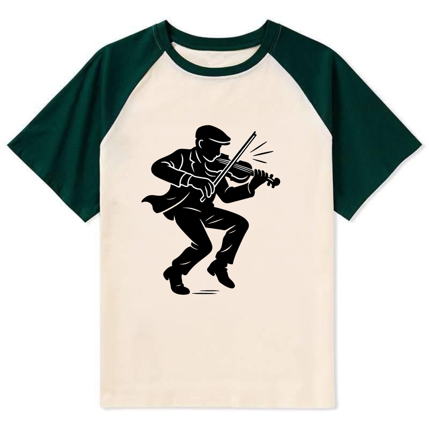 Irish folk musician traditional jig - Contrast Raglan T-shirt - Green