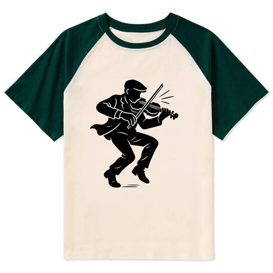 Irish folk musician traditional jig - Contrast Raglan T-shirt - Green