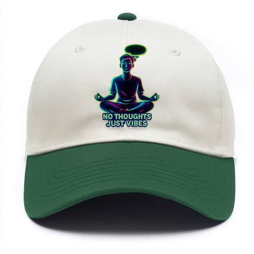 Peaceful floating figure with empty thought bubble - no thoughts just vibes zen - Two Tone Cap