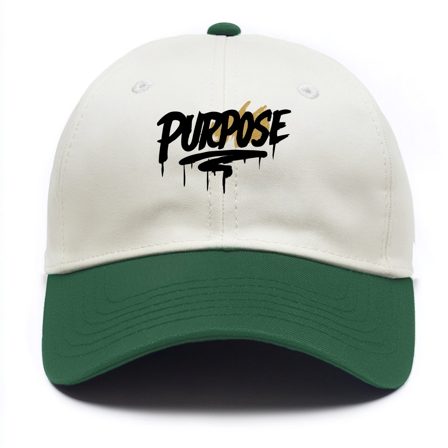 Bold typography design - "PURPOSE" - reason for being - Two Tone Cap - Green