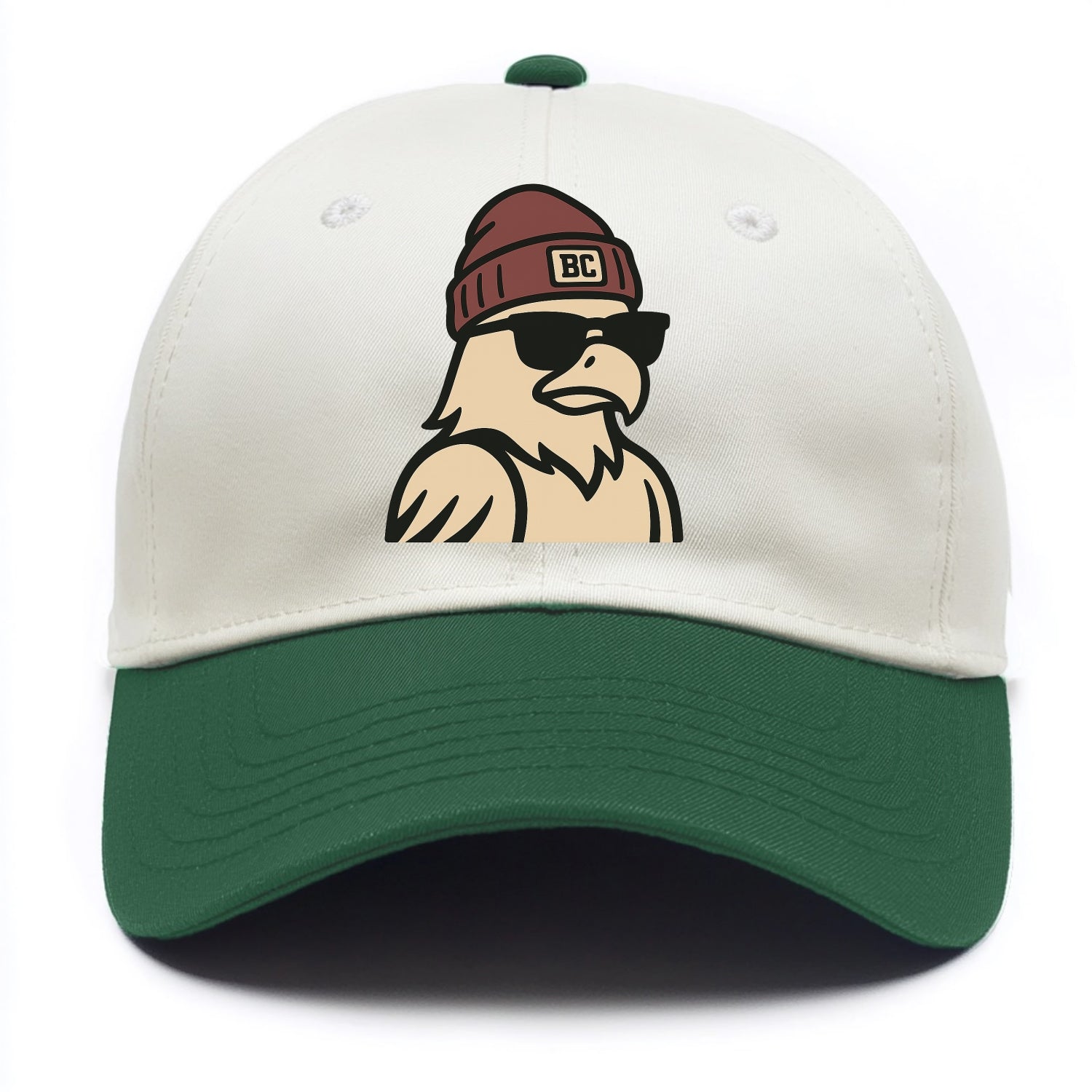 Chestnut Hill Eagle wearing Boston College beanie with BC patch - Two Tone Cap - Green