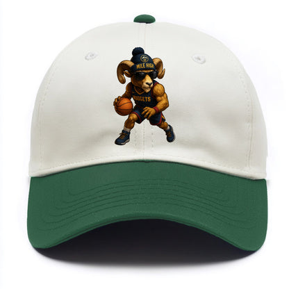 Mile High Bighorn wearing Nuggets beanie with mountain patch and wayfarer sunglasses - Two Tone Cap - Green