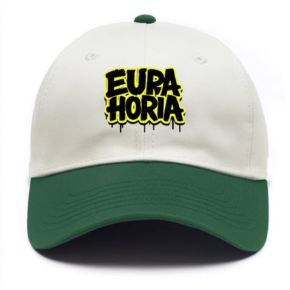 Bold typography design - "EUPHORIA" - intense happiness, ecstasy - Two Tone Cap - Green