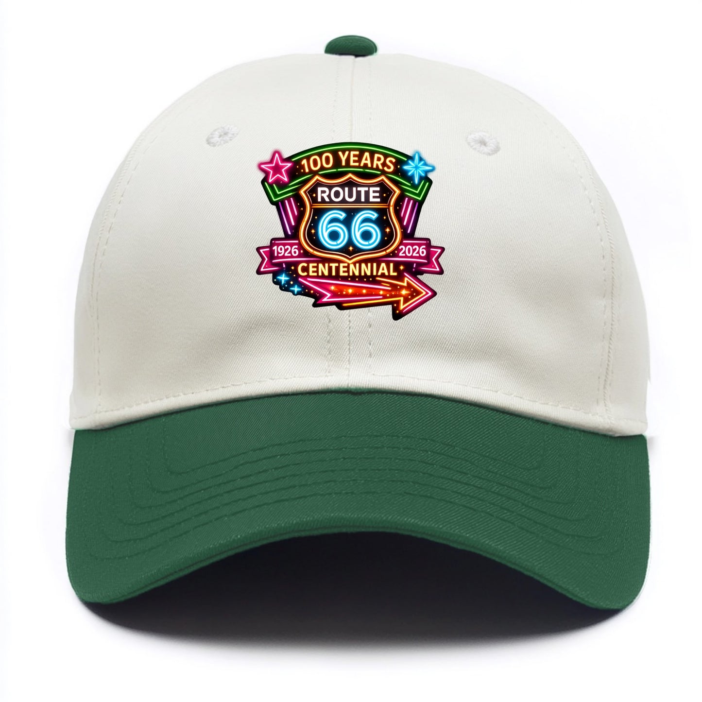 CENTENNIAL BADGE | 100 Years celebration emblem | 1926-2026 dates | Anniversary - Two Tone Cap - Green