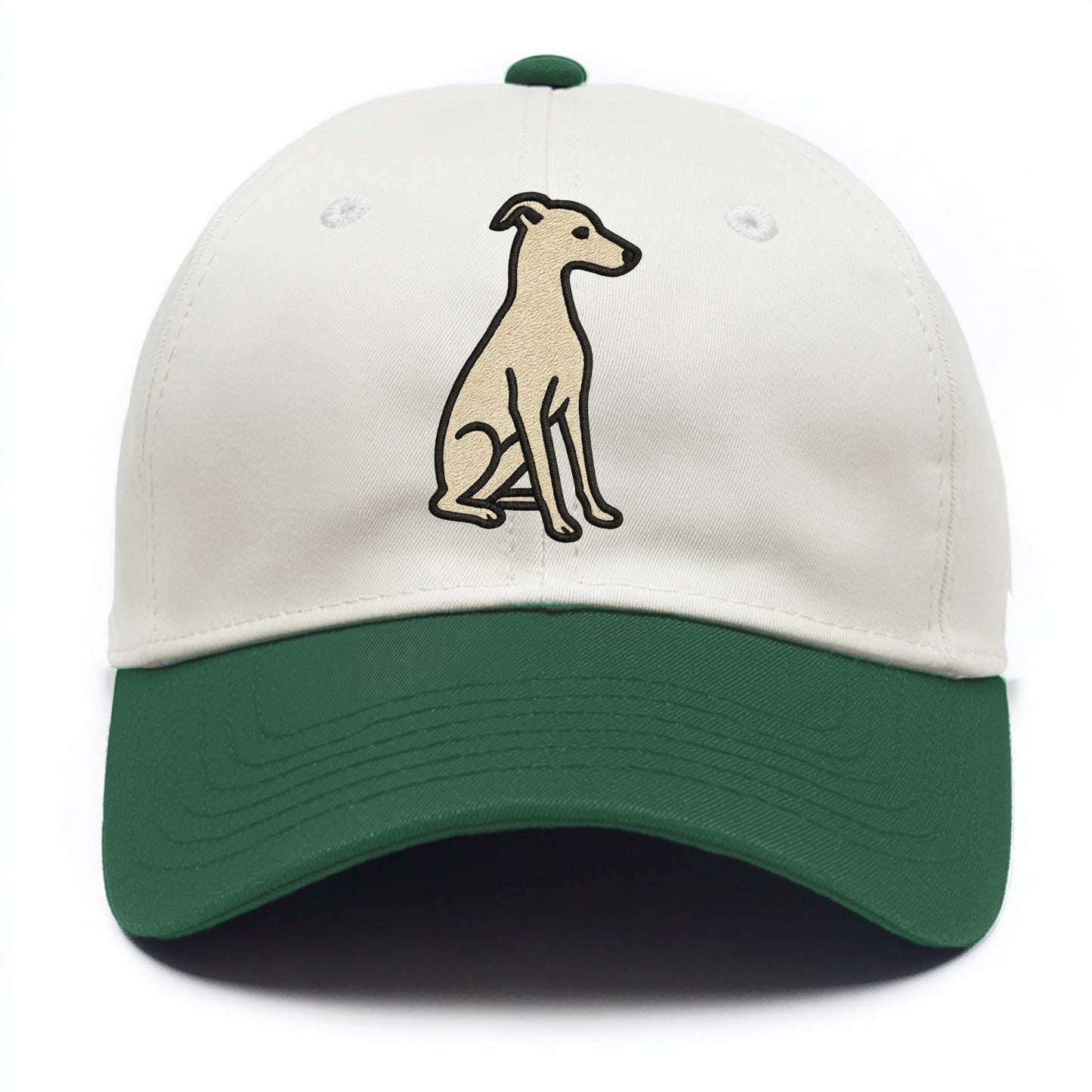 Italian Greyhound - Gray sitting pose - Two Tone Cap - Green