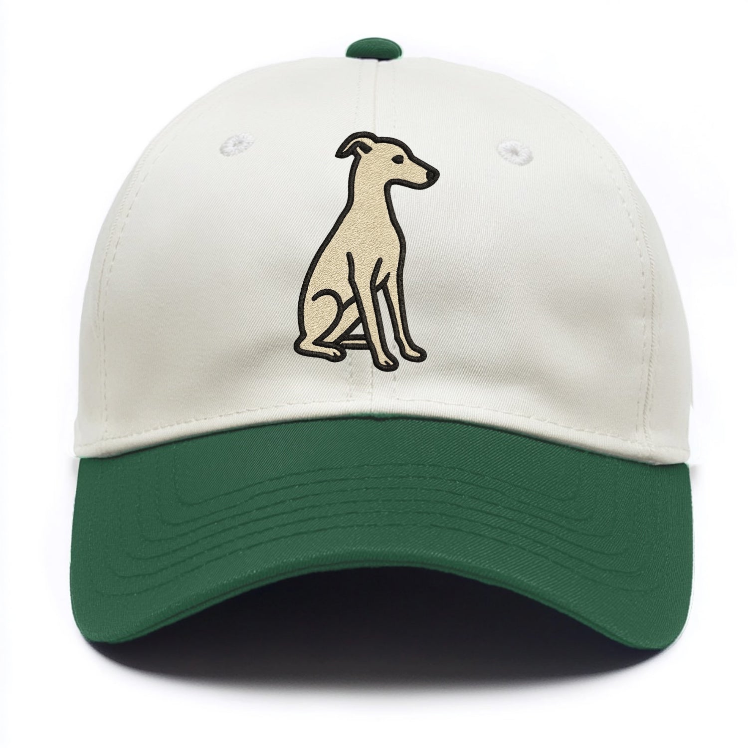 Italian Greyhound - Gray sitting pose - Two Tone Cap - Green