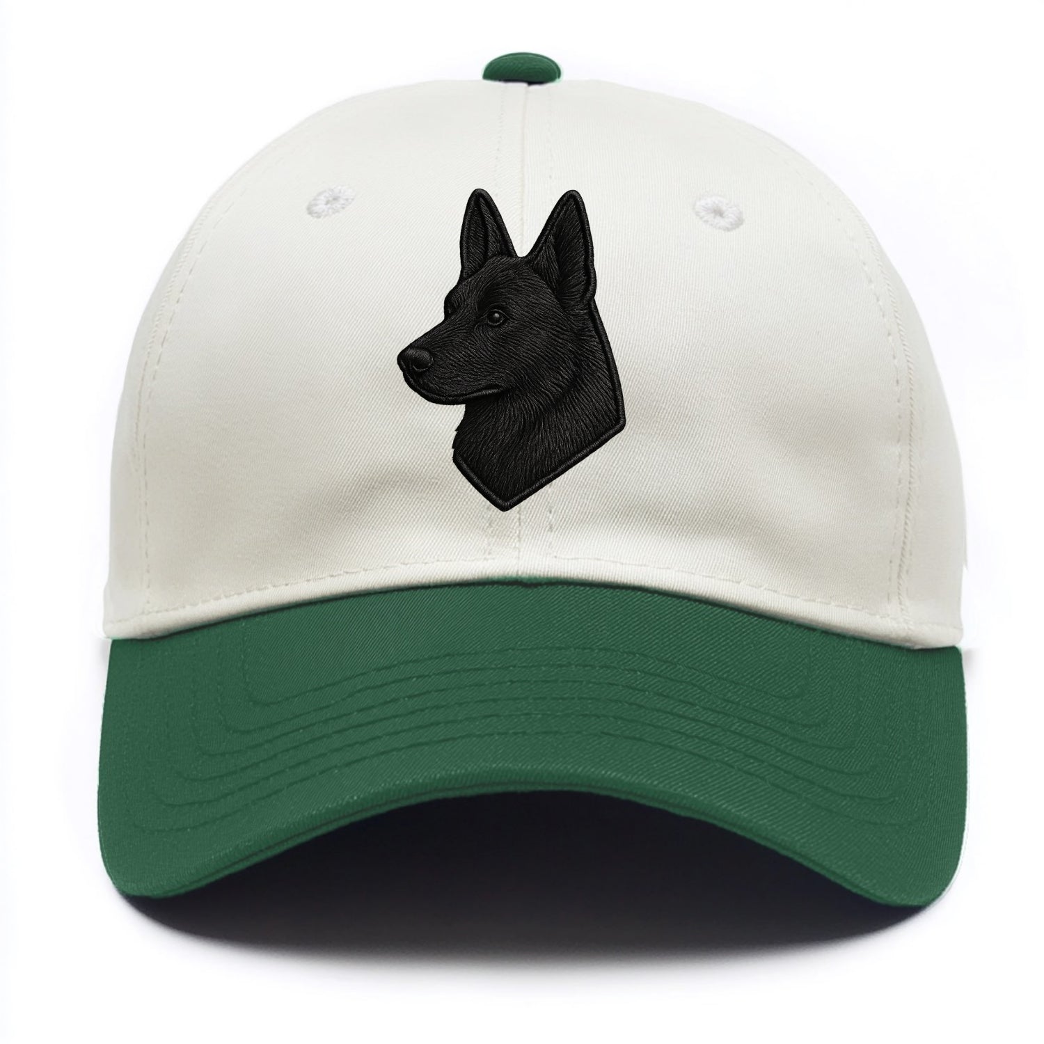 Belgian Sheepdog - Modern black shepherd - Two Tone Cap - Green