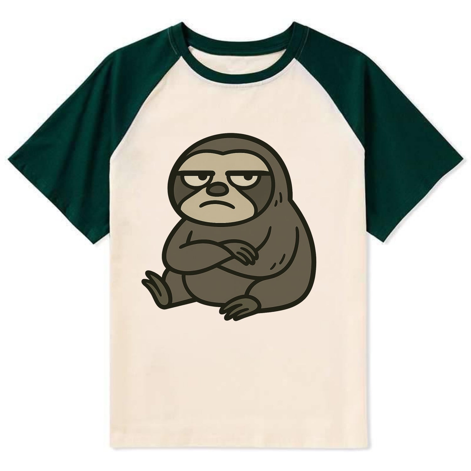 The Sloth Judging Silently - Contrast Raglan T-shirt - Green