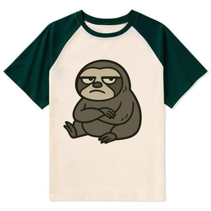 The Sloth Judging Silently - Contrast Raglan T-shirt - Green