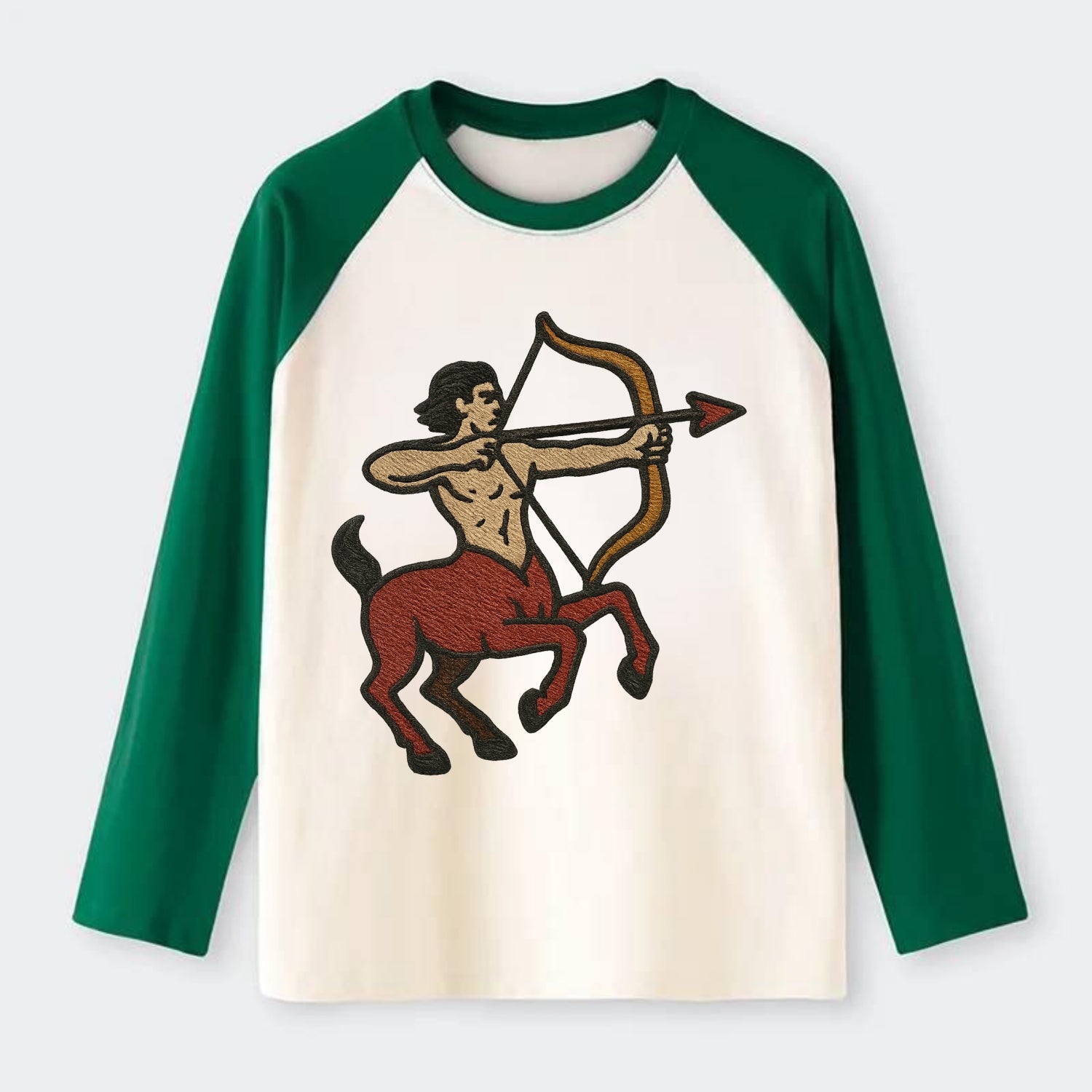 Sagittarius Arrow  - Raglan Long Sleeve T-Shirt - Green