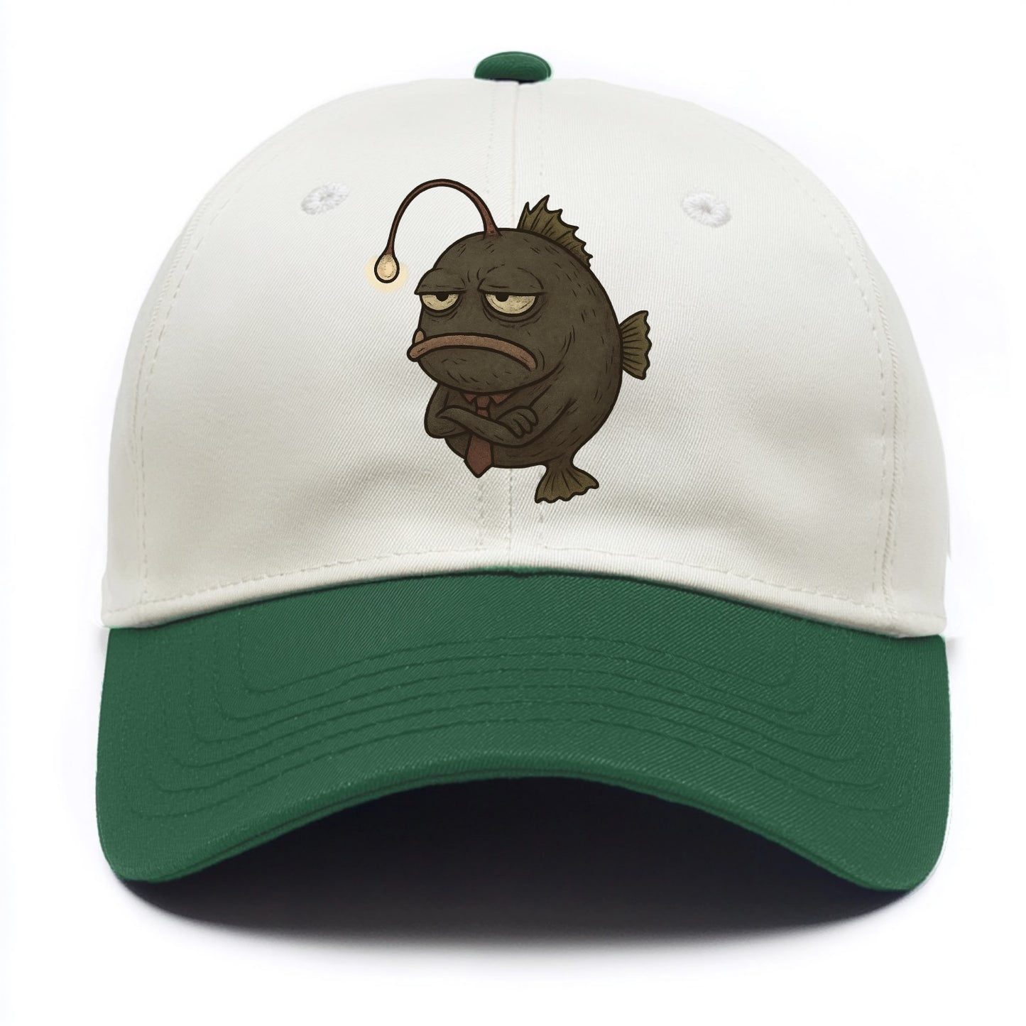 THE ANGLERFISH LURES DISAPPOINTMENT | Dark gray anglerfish with dim light - Two Tone Cap - Green