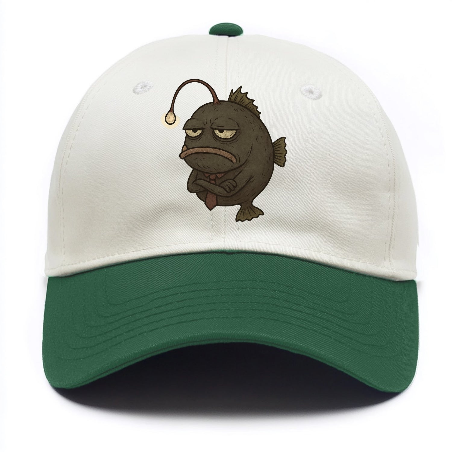 THE ANGLERFISH LURES DISAPPOINTMENT | Dark gray anglerfish with dim light - Two Tone Cap - Green