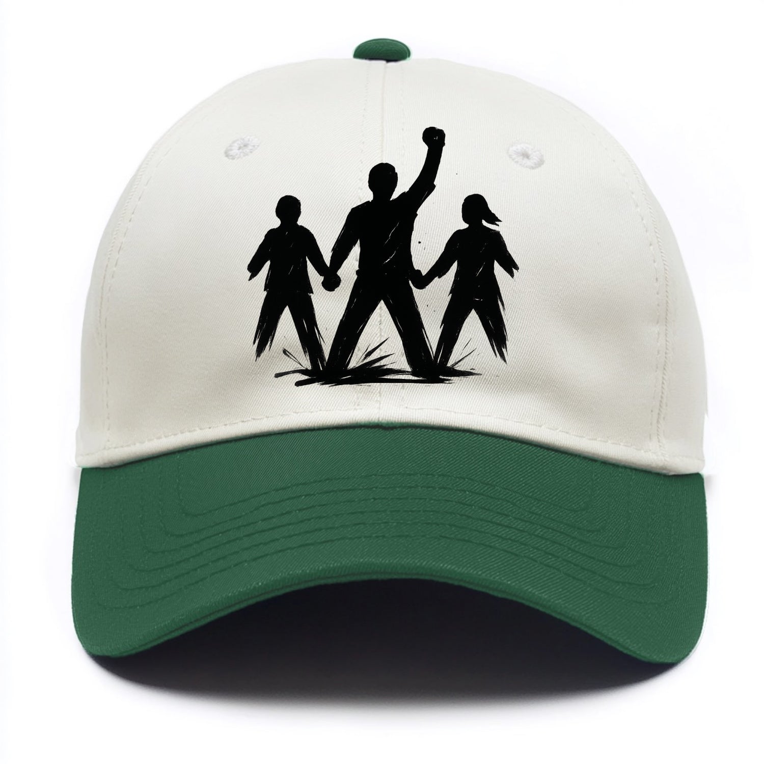 Human chain formation - unity and protection ink brushwork - Two Tone Cap - Green