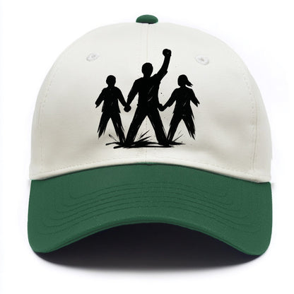 Human chain formation - unity and protection ink brushwork - Two Tone Cap - Green