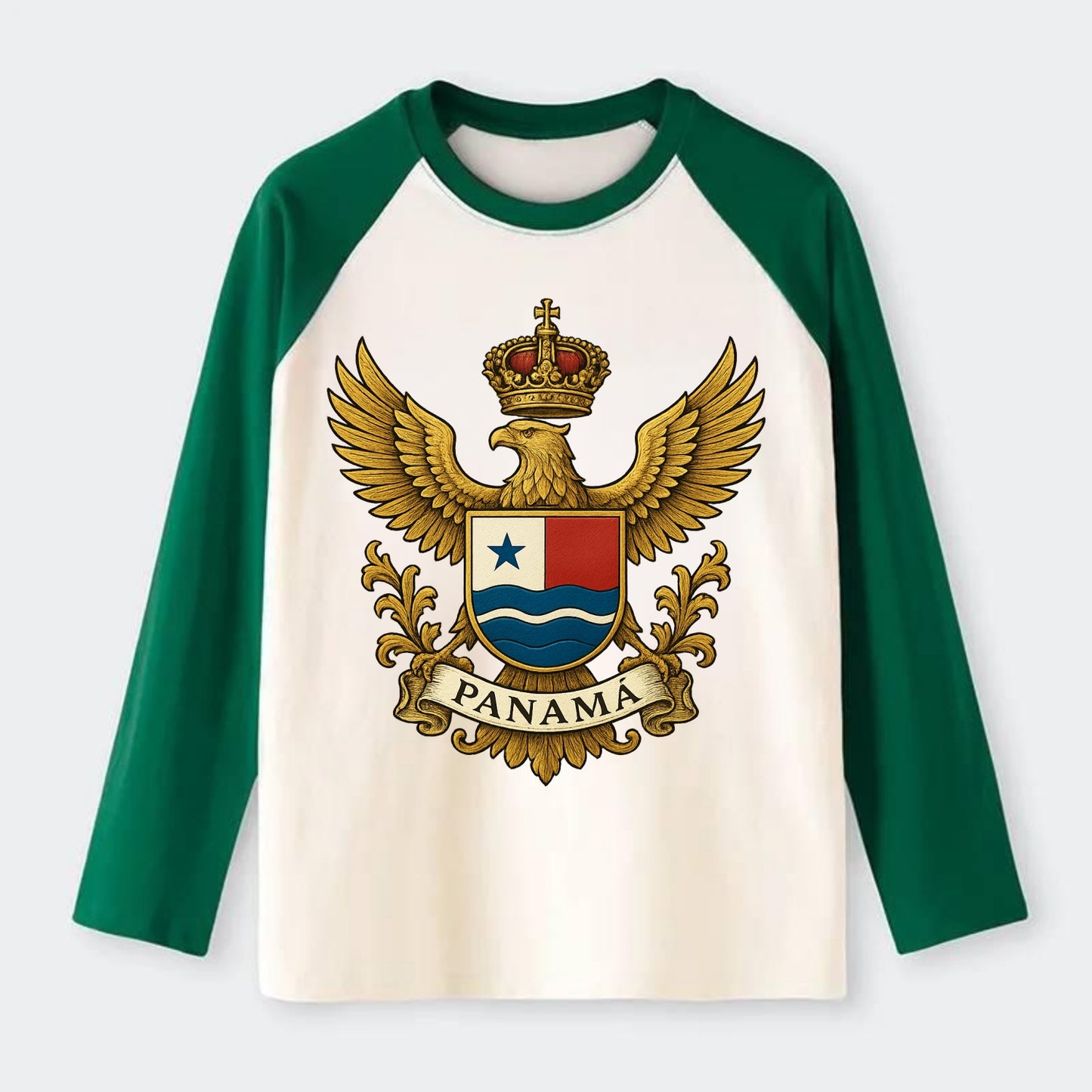 Panama Heritage Badge - Raglan Long Sleeve T-Shirt - Green