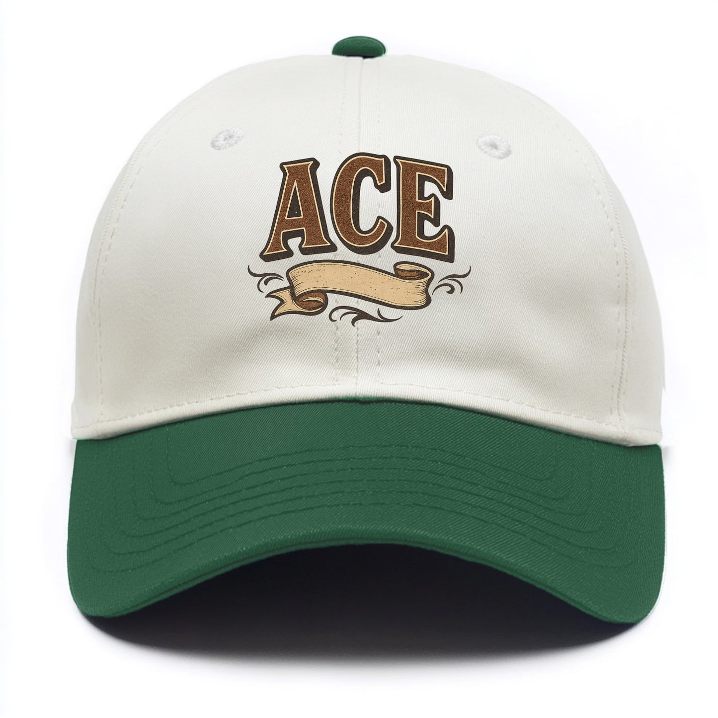Bold typography design - "ACE" - expert, the best at something - Two Tone Cap - Green