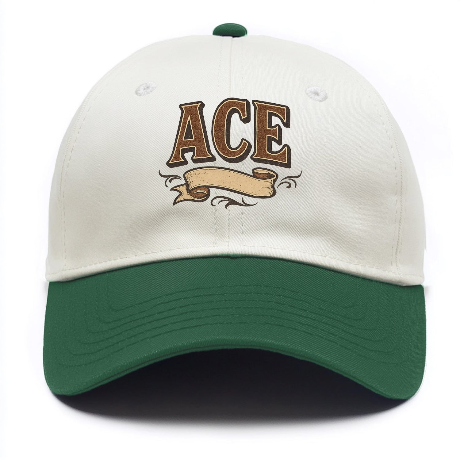 Bold typography design - "ACE" - expert, the best at something - Two Tone Cap - Green