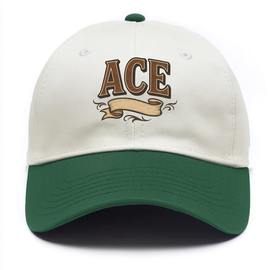 Bold typography design - "ACE" - expert, the best at something - Two Tone Cap - Green