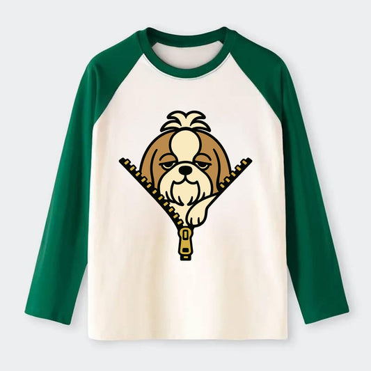 Shih Tzu - Raglan Long Sleeve T-Shirt - Green