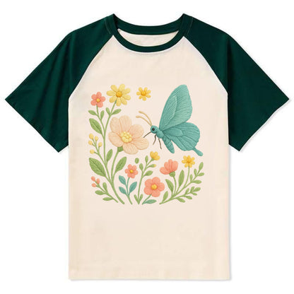 Mint Night Butterfly - Contrast Raglan T-shirt - Green