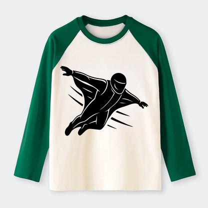 Wingsuit flyer gliding - Raglan Long Sleeve T-Shirt - Green