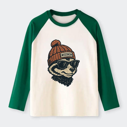 Madison Badge - Raglan Long Sleeve T-Shirt - Green
