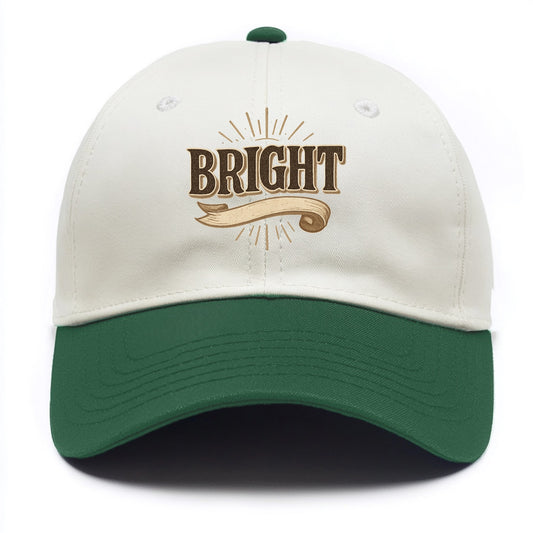 Bold typography design - "BRIGHT" - intelligent, shining - Two Tone Cap - Green