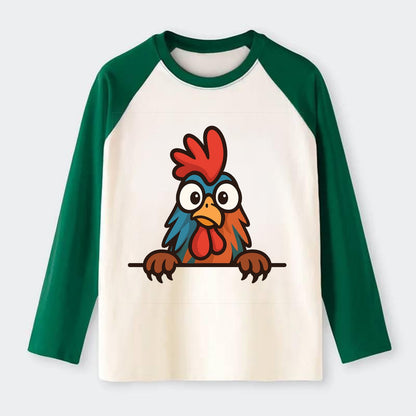 Rooster  - Raglan Long Sleeve T-Shirt - Green