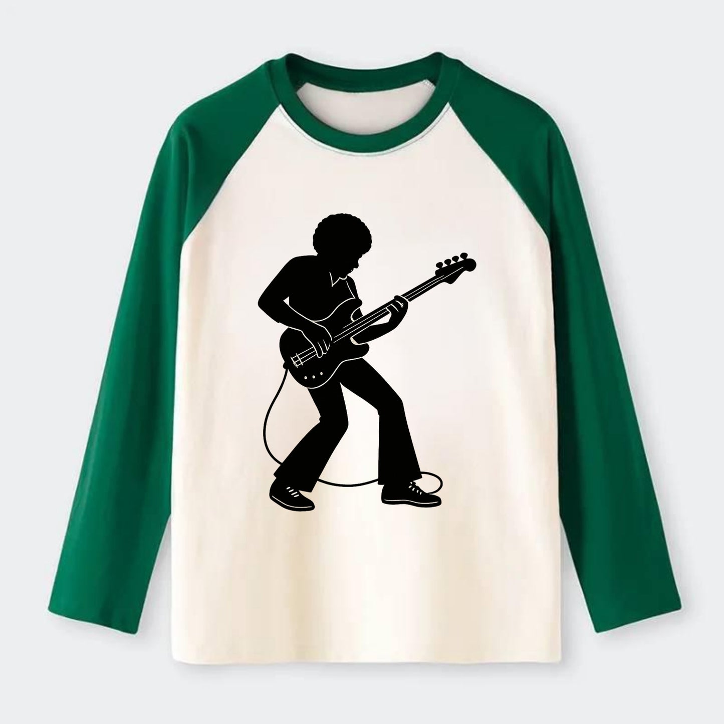 Bass guitarist slap technique - Raglan Long Sleeve T-Shirt - Green