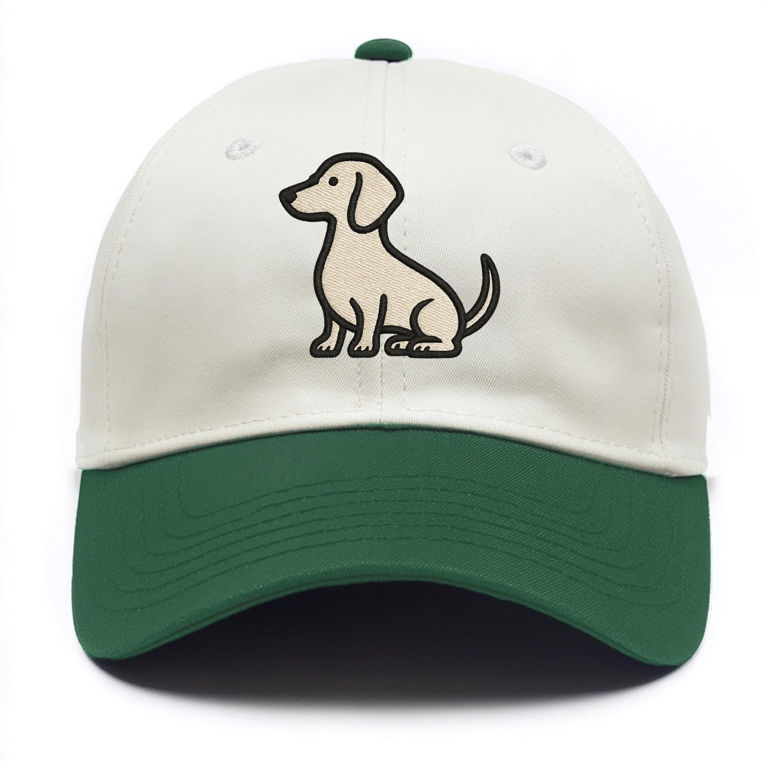 Dachshund - Long body profile view - Two Tone Cap - Green