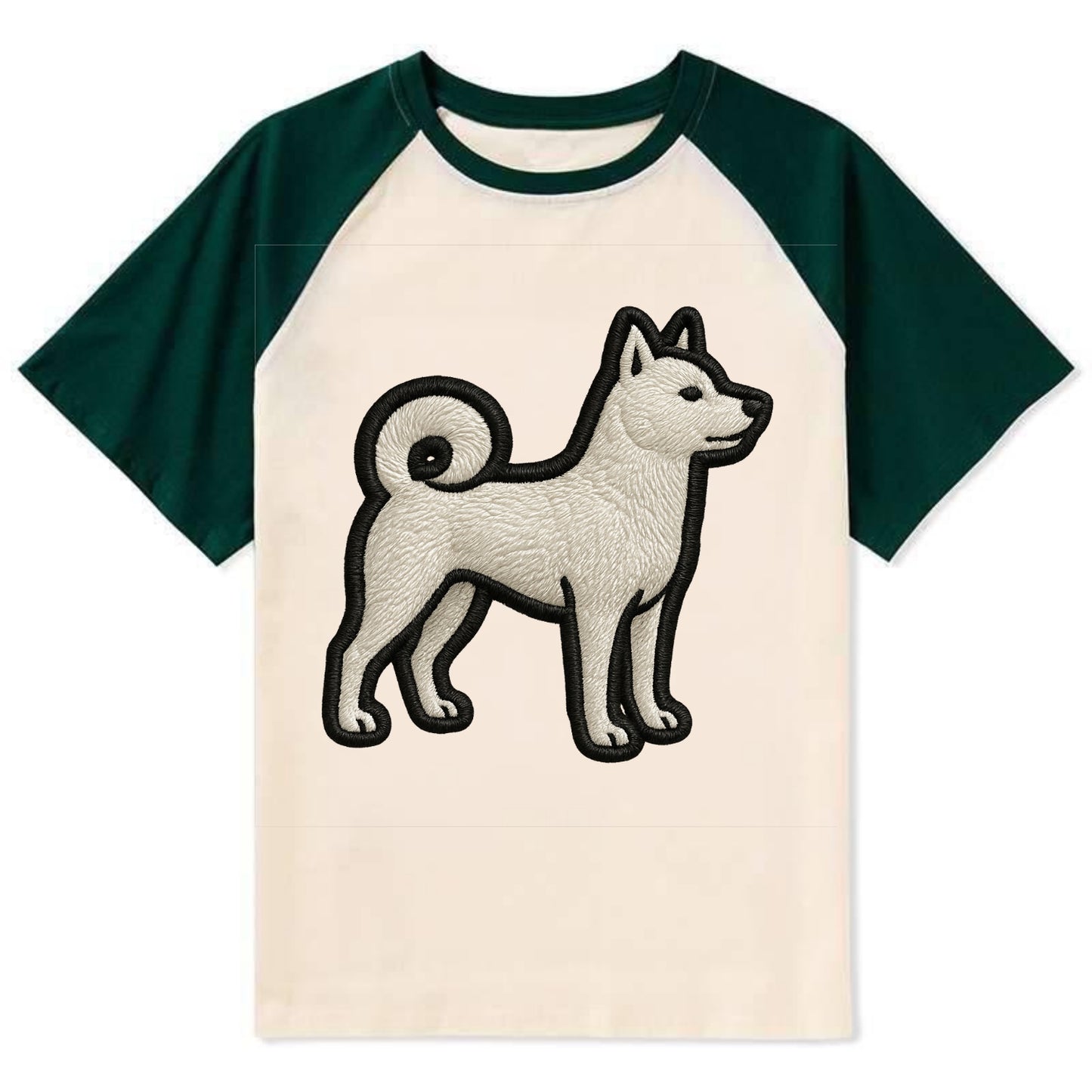 Kishu Ken - Contemporary white hunter de - Contrast Raglan T-shirt - Green