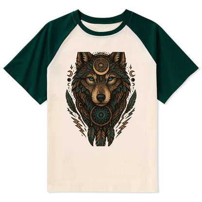 Storm Wolf Thunder  - Contrast Raglan T-shirt - Green