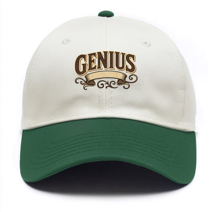 Bold typography design - "GENIUS" - exceptional intelligence, brilliance - Two Tone Cap - Green