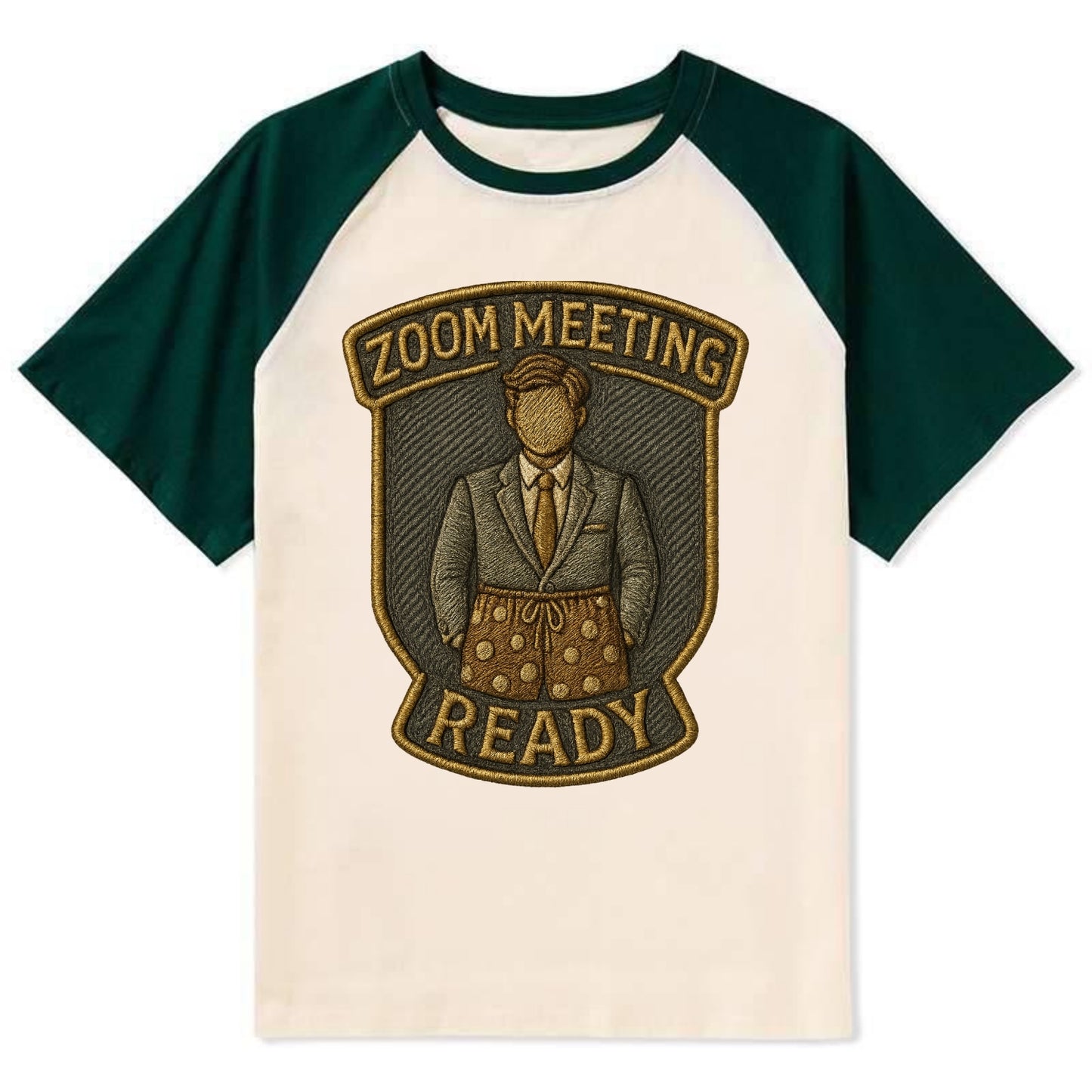 Zoom Meeting Ready  - Contrast Raglan T-shirt - Green