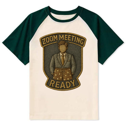 Zoom Meeting Ready  - Contrast Raglan T-shirt - Green