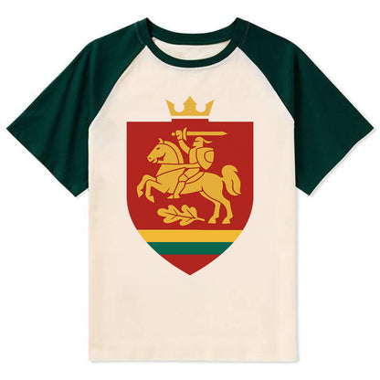 Lithuania Royal Logo  - Contrast Raglan T-shirt - Green