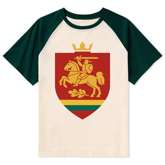 Lithuania Royal Logo  - Contrast Raglan T-shirt - Green