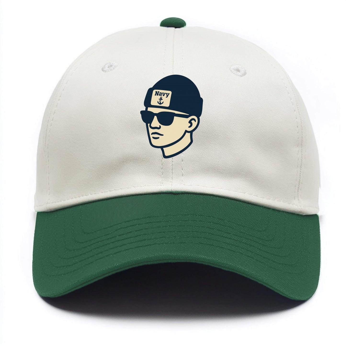 Annapolis Midshipman wearing Navy beanie with anchor patch - Two Tone Cap - Green