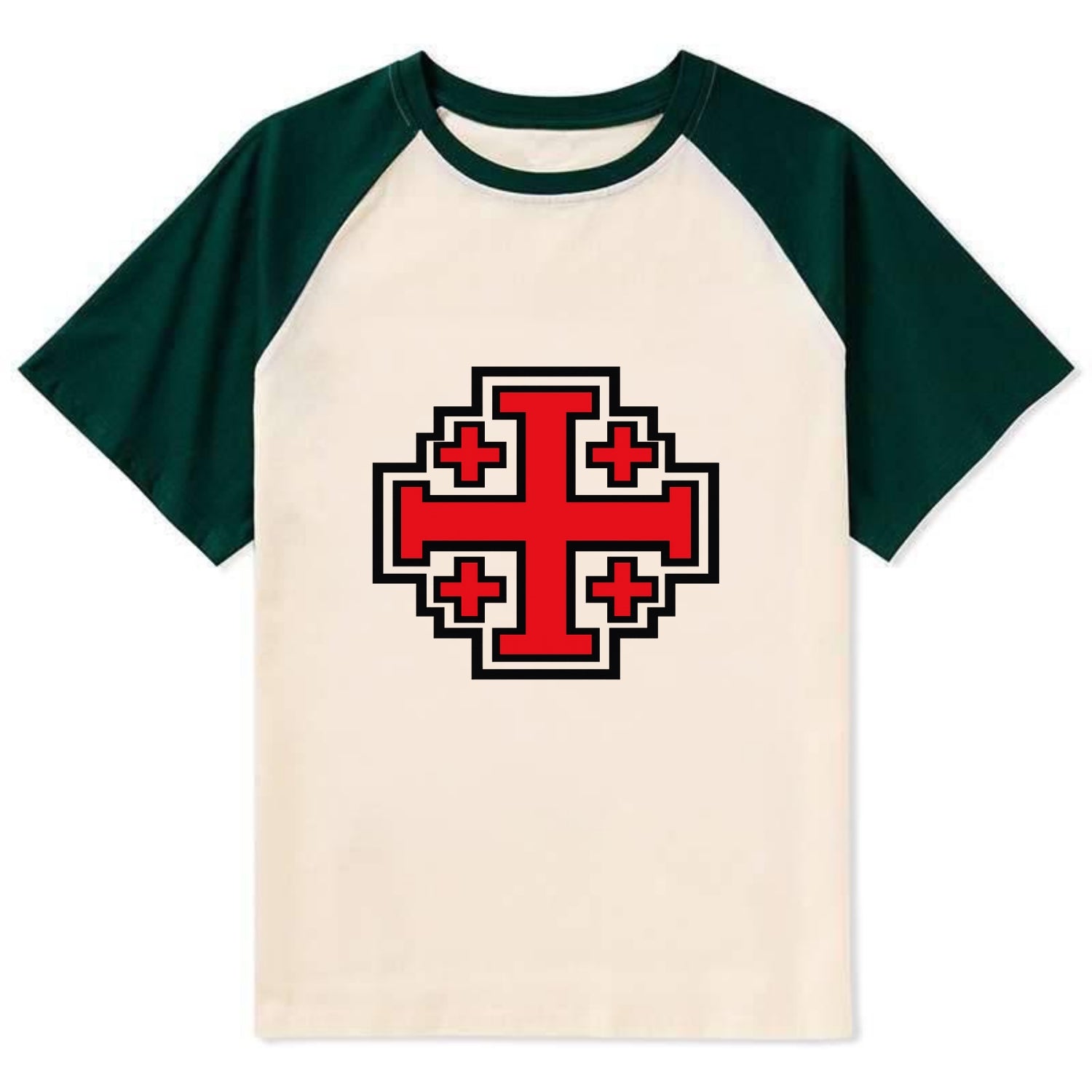 Heritage of Faith - Contrast Raglan T-shirt - Green