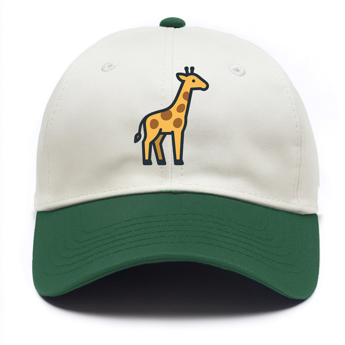 Giraffe - Yellow with brown patches flat side profile - Two Tone Cap - Green