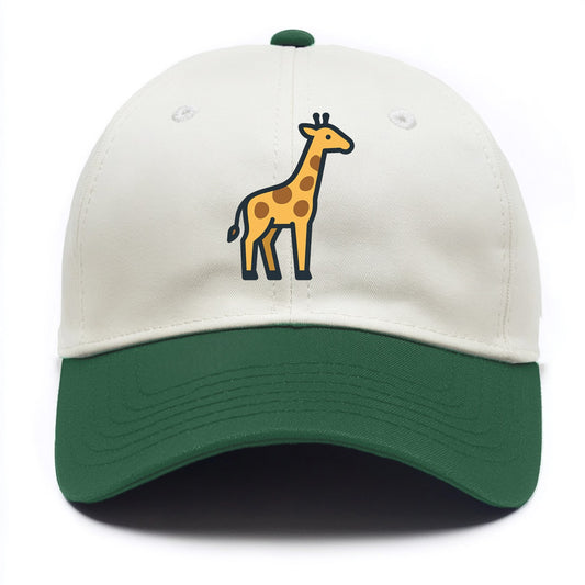 Giraffe - Yellow with brown patches flat side profile - Two Tone Cap - Green