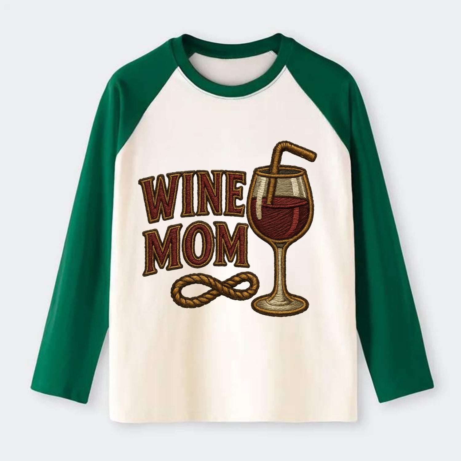 Wine Mom  - Raglan Long Sleeve T-Shirt - Green