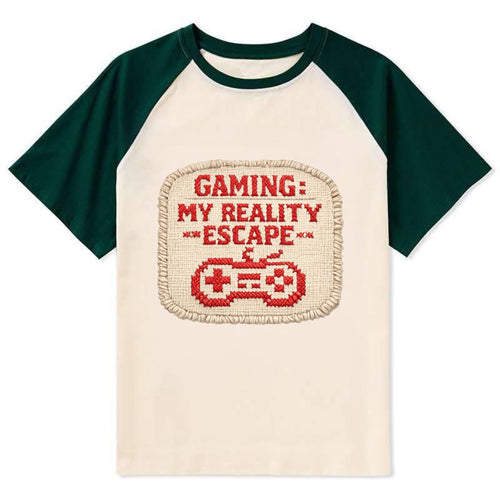 GAMING: MY REALITY ESCAPE - red game escape - red - gaming reality escape - Contrast Raglan T-shirt