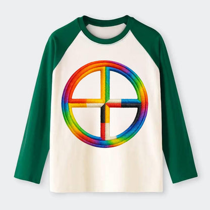Medicine Wheel  - Raglan Long Sleeve T-Shirt - Green